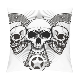 Personality  Skulls With Guns Pillow Covers