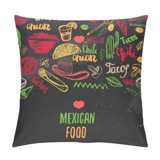 Personality  Vintage Mexican Food Menu With Lettering. Mexican Food Tacos, Burritos, Nachos. Mexican Kitchen. Can Be Used For Restaurant, Cafe Wrapping. Pillow Covers