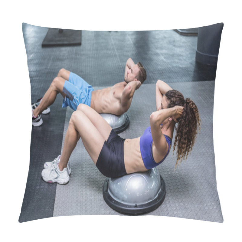 Personality  Couple Doing Bosu Ball Exercises Pillow Covers