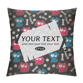 Personality  Card With Cute Cats And Dogs Pillow Covers
