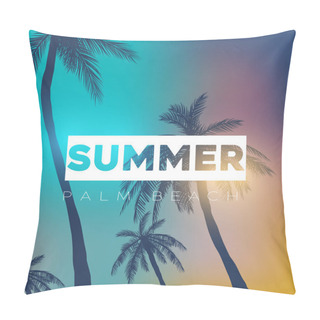 Personality  Summer California Tumblr Backgrounds Set With Palms, Sky And Sunset. Summer Placard Poster Flyer Invitation Card.  Pillow Covers