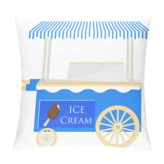 Personality  Ice Cream Blue Cart Pillow Covers