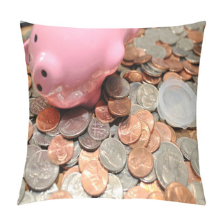 Personality  Piggy Bank With American Coins Pillow Covers