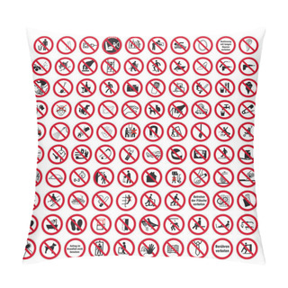 Personality  Prohibition Signs BGV Icon Pictogram Set Collection Collage Pillow Covers