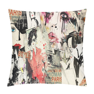 Personality  Modern Teenage Girl On Grunge Background. Pillow Covers