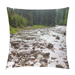 Personality  River With Stones In The Forest Pillow Covers
