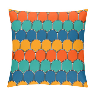 Personality  Seamless Surface Pattern With Repeated Scallops. Geometric Figures Abstract Background. Simple Ornament With Scale Pillow Covers