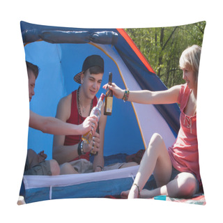 Personality  Young Teenagers Drinking Some Alcohol Pillow Covers