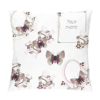 Personality  Frames Coffee Stripped Butterfly Pillow Covers