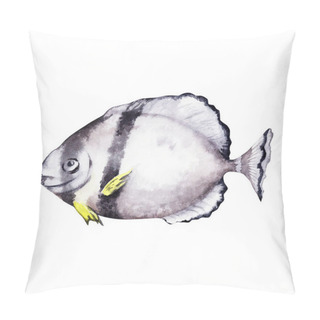 Personality  Hand Drawn Watercolor Illustration Of Coral Reef Tropical Fish. Underwater Travel Adventure Isolated Design Element. Pillow Covers