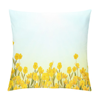 Personality  Yellow Buttercup Flowers Background Pillow Covers