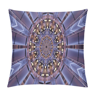 Personality  A 3D Rendering Of Futuristic Kaleidoscopic Patterns Background In Vibrant Blue And Brown Colors Pillow Covers