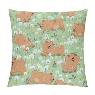 Personality  Happy Dogs On The Blossoming Field Pillow Covers
