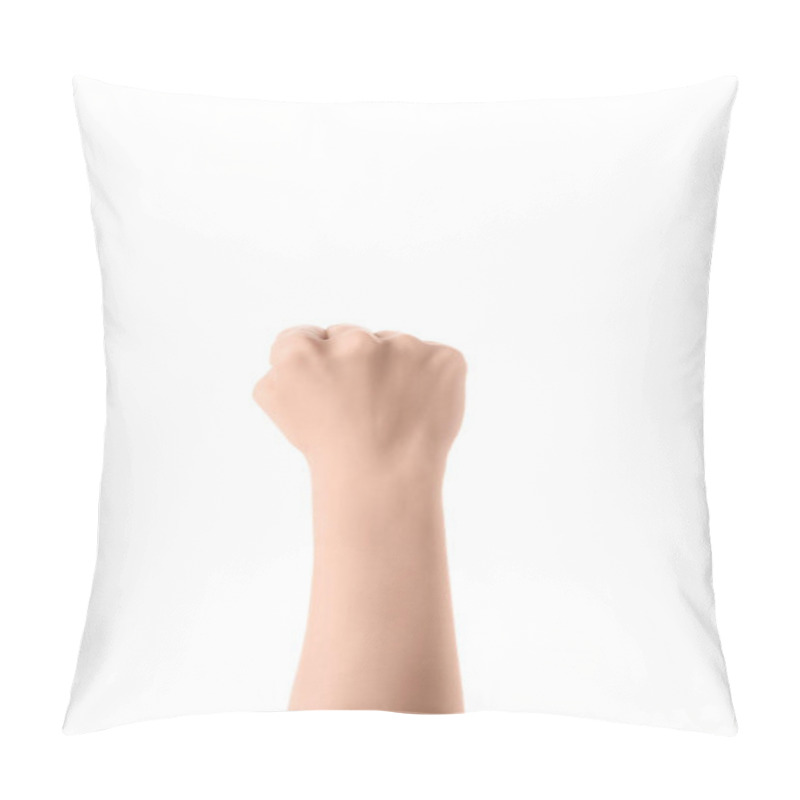 Personality  Cropped View Of Woman Showing Yes Sign In Deaf And Dumb Language Isolated On White Pillow Covers