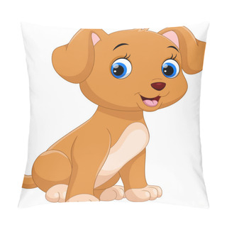 Personality  Cute Little Dog Cartoon Isolated On White Background  Pillow Covers