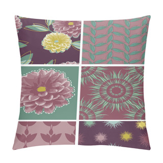 Personality  Dahlia Flower Floral Vector Seamless Patterns. Pillow Covers