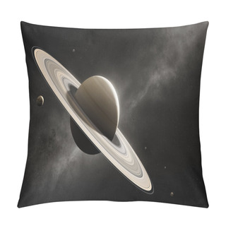 Personality  Planet Saturn With Major Moons Pillow Covers