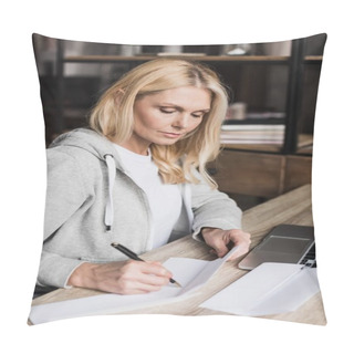 Personality  Woman Using Laptop At Home  Pillow Covers