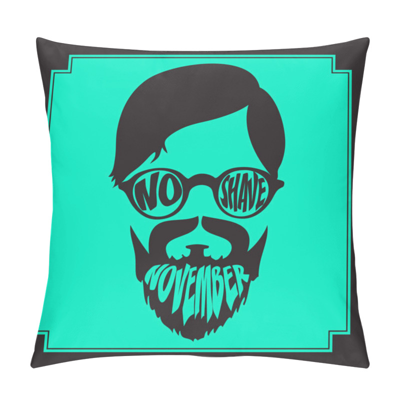 Personality  NO SHAVE NOVEMBER. Mustache Season, Pop art vector illustration. Awareness Month. pillow covers