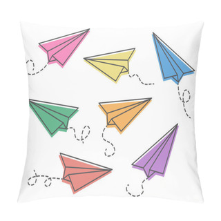 Personality  Set Of Colorful Paper Planes Isolaten On White Background. Vector Illustration Pillow Covers
