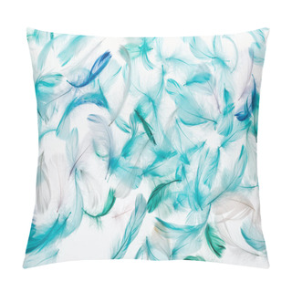Personality  Seamless Background With Multicolored Lightweight Feathers Isolated On White Pillow Covers