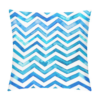 Personality  Zig Zag Blue Watercolor Seamless Pattern. Geometric Background. Ornament For Wrapping Paper. Hand Drawn Watercolor Decor. Pillow Covers