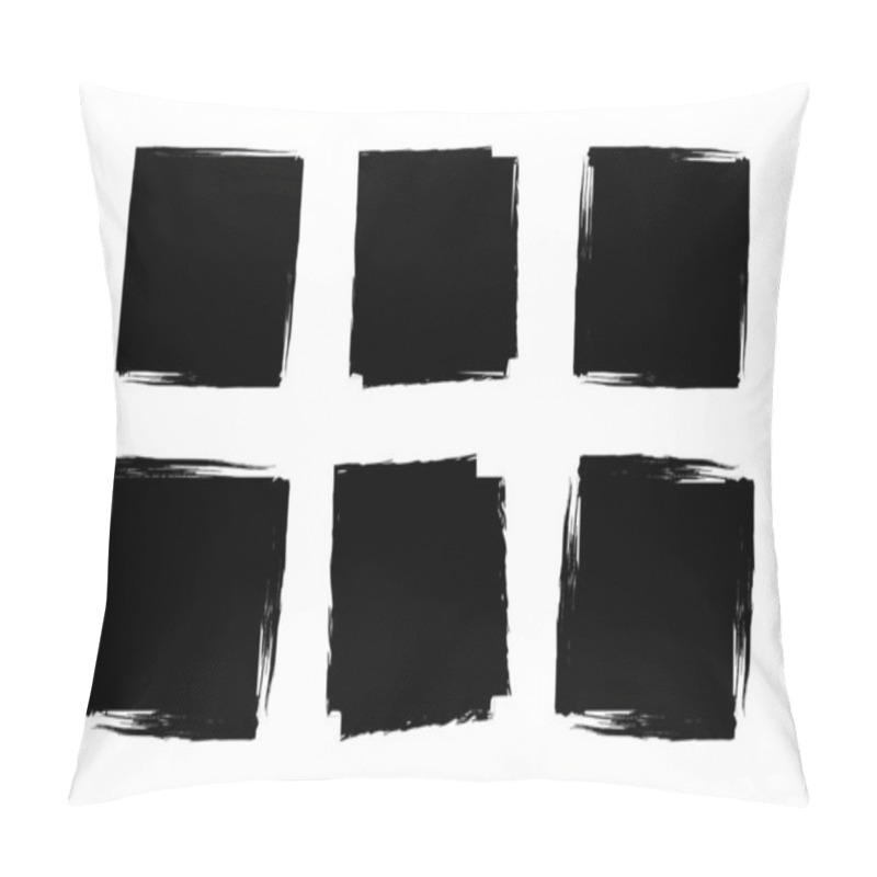 Personality  Square Shape Filled Grunge Shape Brush Stroke Pictogram Symbol Visual Illustration Set Pillow Covers