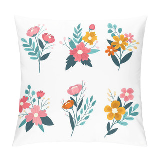 Personality  Organic Flat Design Flower Collection Vector Illustration Pillow Covers