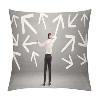 Personality  Confused Salesman With Arrows On Wall Pillow Covers