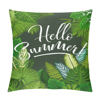 Personality  Summer Tropical Poster With Green Leaf Of Palm Pillow Covers