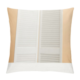 Personality  Selective Focus Of Wooden Room Divider And White Surface  Pillow Covers