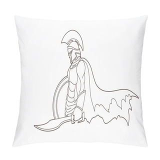 Personality  Spartan Warrior With Sword And Shield. Pillow Covers