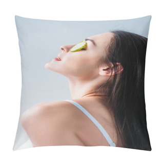 Personality  Young Woman With Cucumber Eye Mask Pillow Covers
