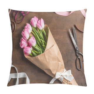 Personality  Pink Tulips Bouquet Pillow Covers