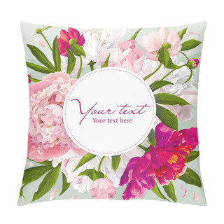 Personality  Pink, Red And White Peony Greeting Card Pillow Covers