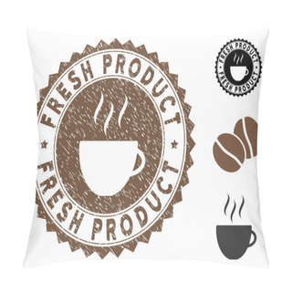 Personality  Grunge Textured Fresh Product Stamp Seal With Coffee Cup Pillow Covers