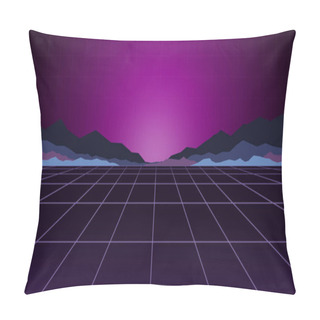 Personality  Glowing Neon Light. Background Template. Retro Video Games, Futuristic Design, 80s Computer Graphics And Sci-fi Technology Concept. Pillow Covers