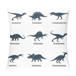 Personality  Set Of Dinosaurs Vector Icons, Silhouettes, Signs, Emblems. Vector Illustration.  Pillow Covers