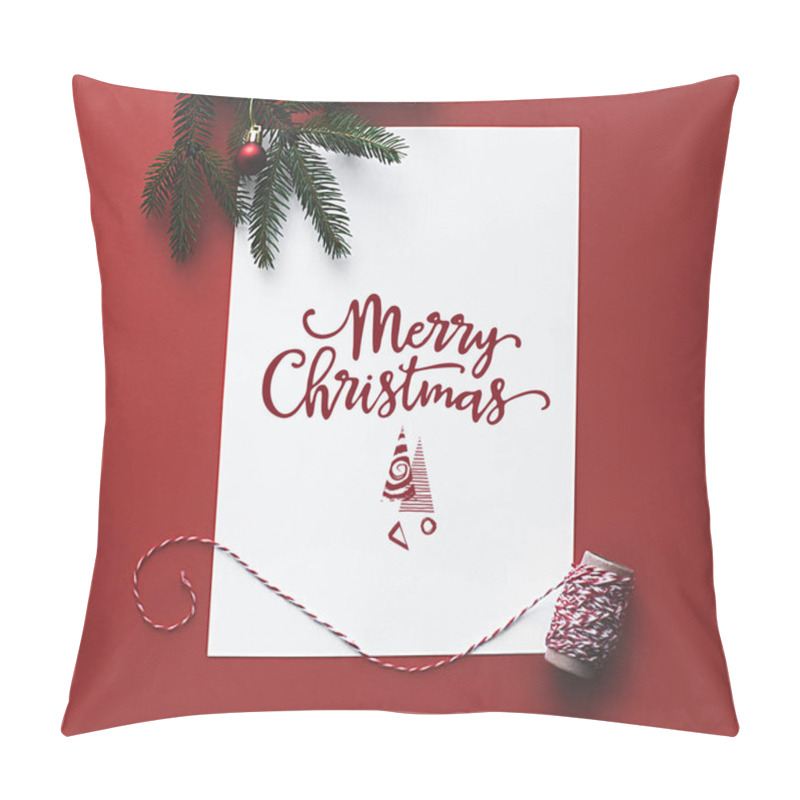 Personality  Christmas Card With Fir Tree Branch  Pillow Covers