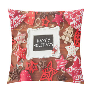 Personality  Rustic Wooden Background With Christmas Decorations Pillow Covers