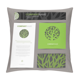 Personality  Business Cards Template With Stylized Tree Pillow Covers