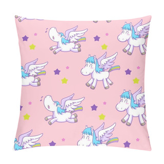 Personality  Mystical Cute Pegasus Vector Pattern Cartoon 04 Pillow Covers