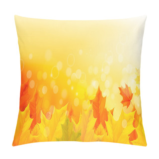 Personality  Autumn Background With Yellow Leaves And Hand. Vector Illustration. Pillow Covers