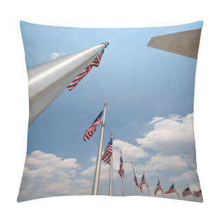 Personality  Wide Angle American Flags Flagpoles Washington Monument, Washing Pillow Covers