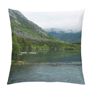 Personality  River And Norwegian Mountains Pillow Covers