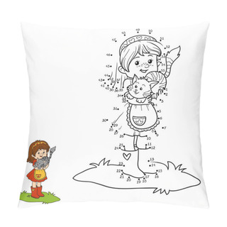 Personality  Numbers Game (little Girl With Cute Cat) Pillow Covers