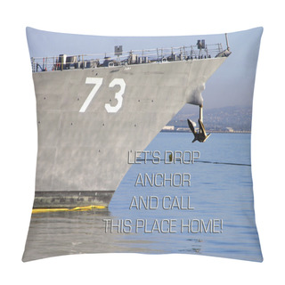 Personality  US Navy Battle Ship At San Diego Bay Pillow Covers