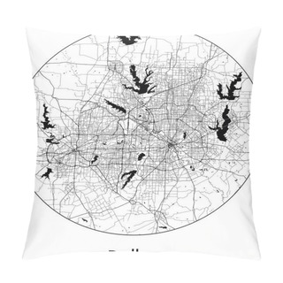 Personality  Minimal City Map Of Dallas (United States, North America) Black White Vector Illustration Pillow Covers