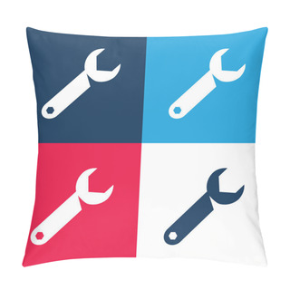 Personality  Adjustable Spanner Blue And Red Four Color Minimal Icon Set Pillow Covers