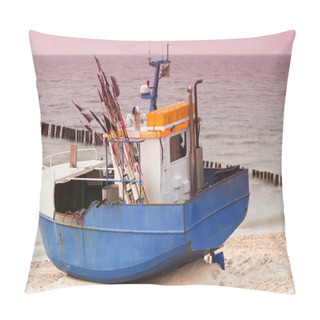Personality  Sights Of Poland. Sunset At Baltic Sea With Fishing Boats. Pillow Covers